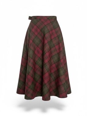 Alfred Paquette Wool Blend A-Line Skirt Classic High Waist Preppy Plaid